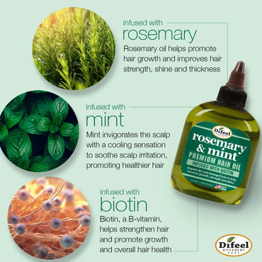 Difeel Rosemary and Mint Premium Hair Oil with Biotin 2.5oz