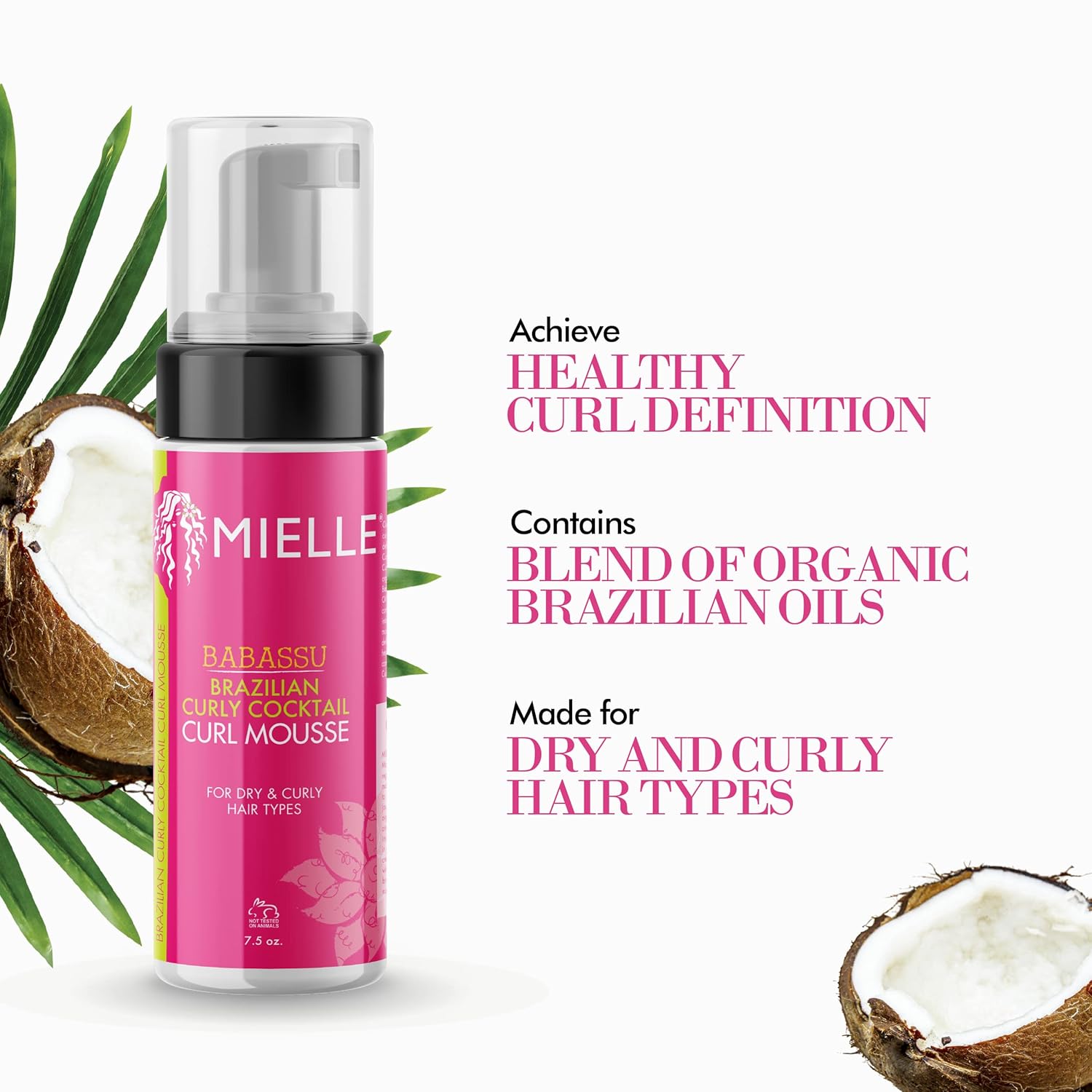 Mielle Brazilian Curly Cocktail Curl Mousse with Babassu Oil 7.5oz