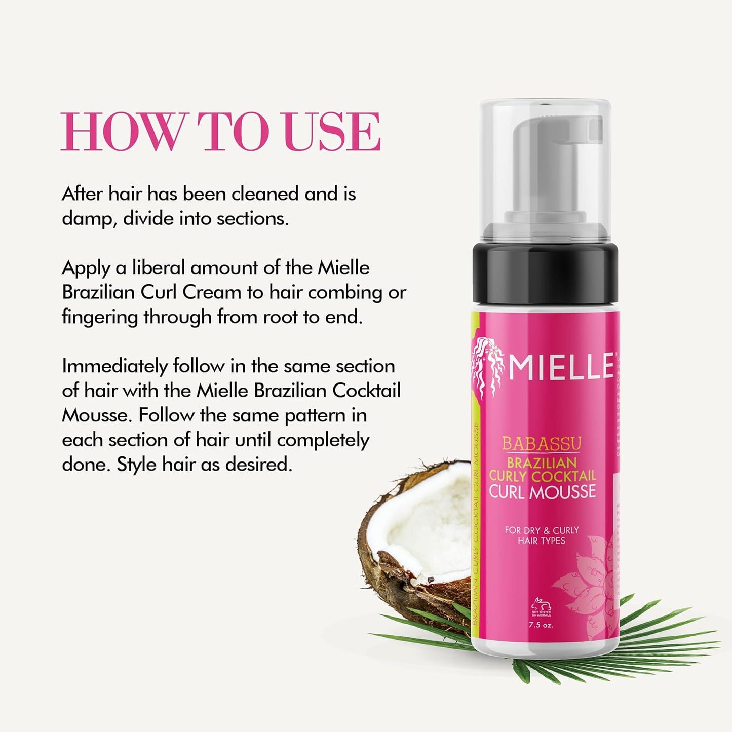 Mielle Brazilian Curly Cocktail Curl Mousse with Babassu Oil 7.5oz