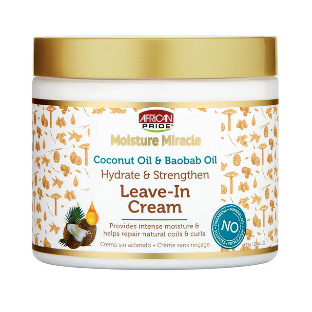 African Pride Moisture Miracle Coconut Oil & Baobab Oil Leave-In Cream 15oz