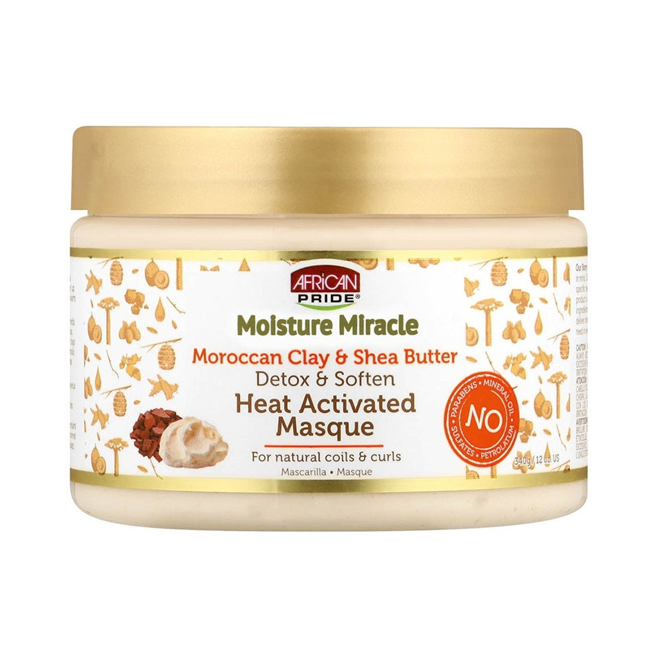 African Pride Moisture Miracle Moroccan Clay & Shea Butter Heat Activated Masque 12oz