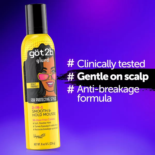 Got2b Glued 2 in 1 Smooth & Hold Mousse 8oz
