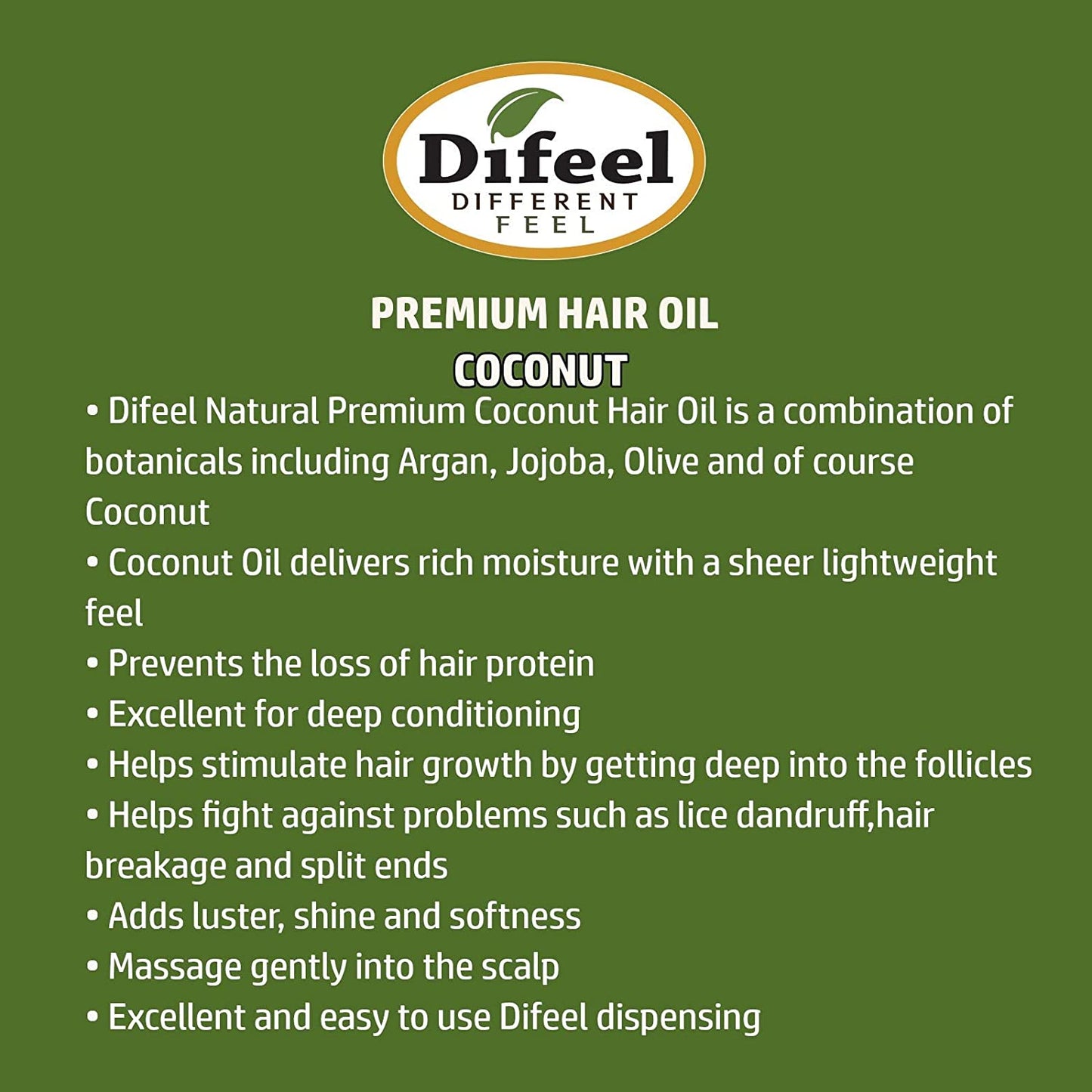 Difeel Premium 99% Natural Deep Conditioning Coconut Hair Oil 7.1oz