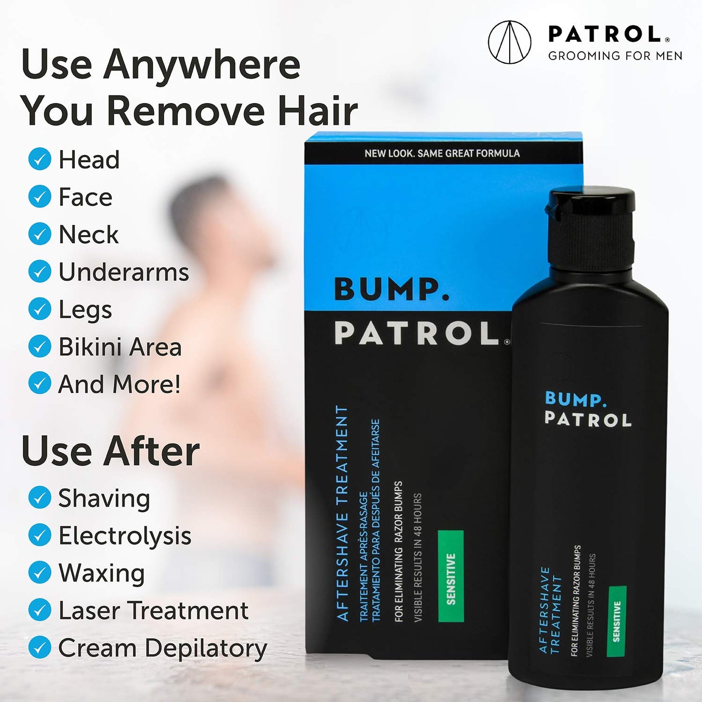 Bump Patrol Sensitive Strength Aftershave Formula - Gentle After Shave Solution Eliminates Razor Bumps and Ingrown Hairs - 2oz