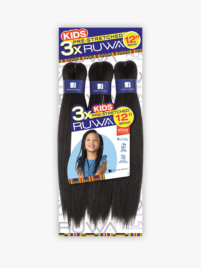 3X Ruwa Kids Pre-Stretched Kids Braid 12"