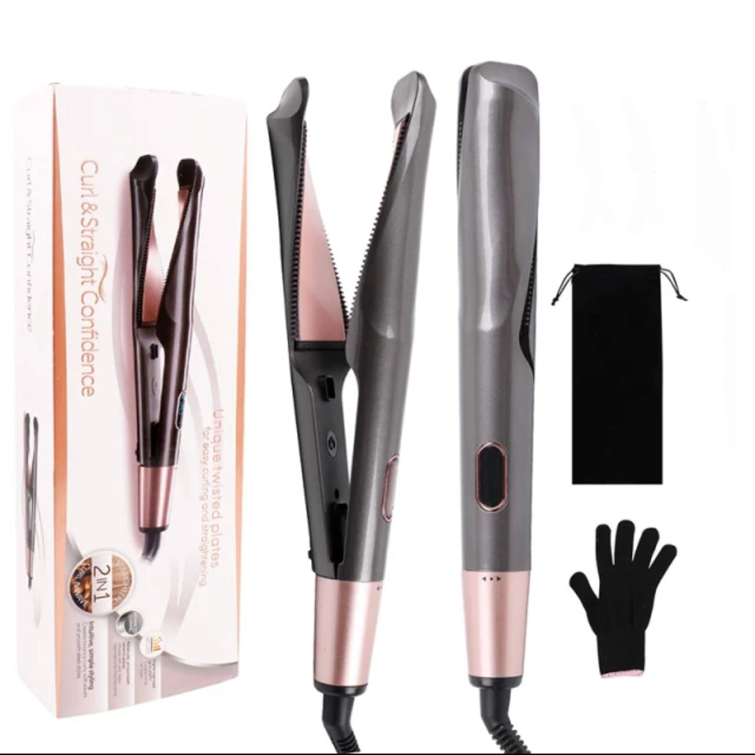 Twisted Flat iron 2-IN-1 Curl & Straight Iron
