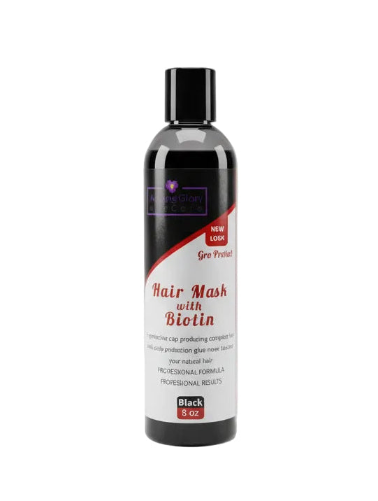 Hair Mask with Biotin for Growth and Protection from Glue Residue Black, 8oz