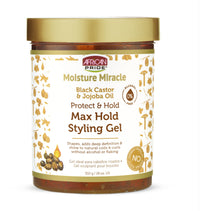 African PRIDE MOISTURE MIRACLE MAX HOLD STYLING GEL BLACK CASTOR  18oz
