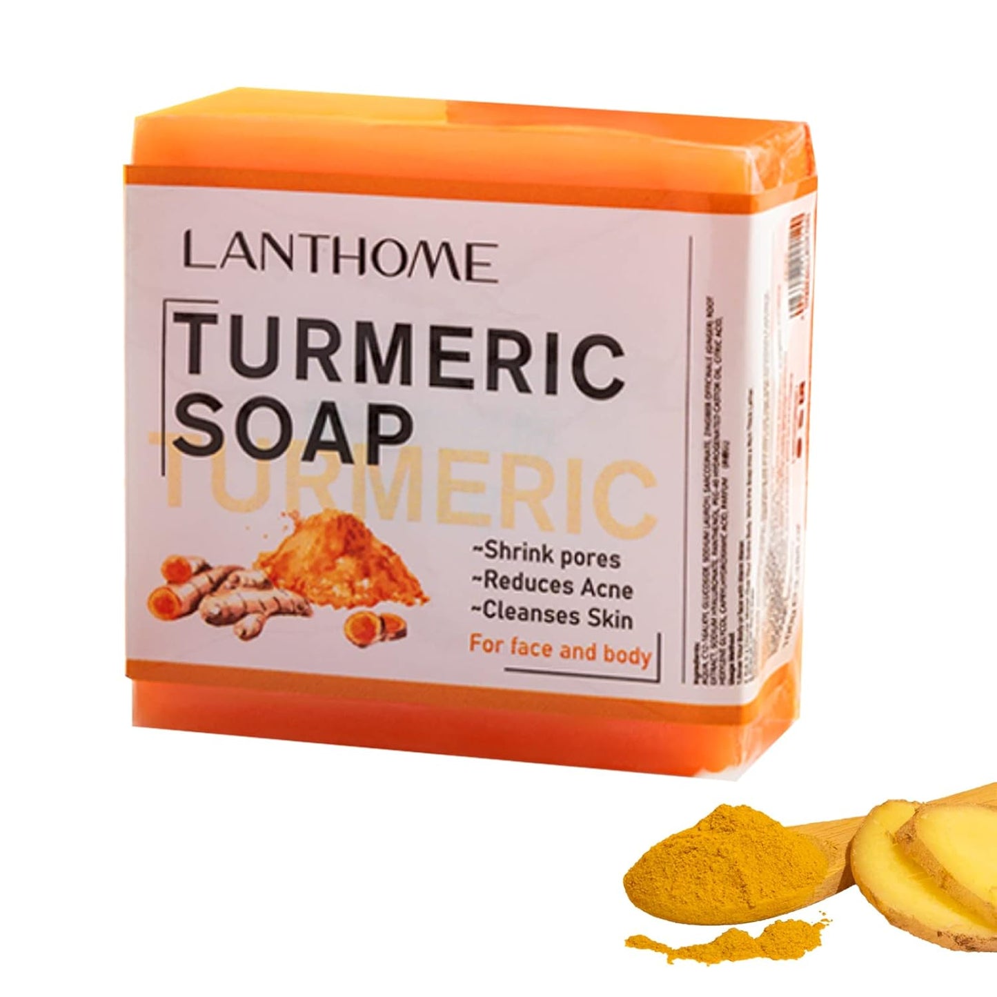 Lanthome Turmeric Bar Soap, Natural Turmeric Soap for Body & Face Soap