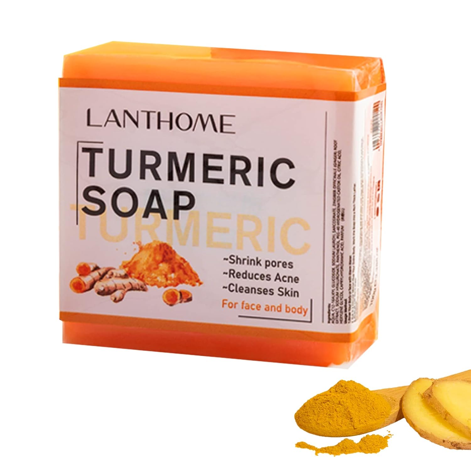 Lanthome Turmeric Bar Soap, Natural Turmeric Soap for Body & Face Soap