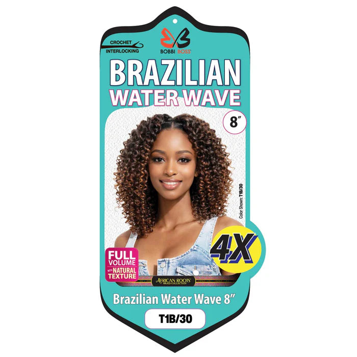 Bobbi Boss Brazilian Pre-Looped Crochet Braids - WATER WAVE 8" 4X