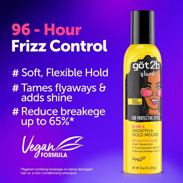 Got2b Glued 2 in 1 Smooth & Hold Mousse 8oz