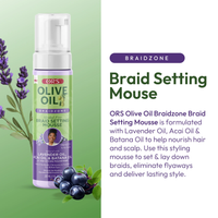 ORS Olive Oil Braid Setting Mousse for Hair & Scalp Nourishment 7oz