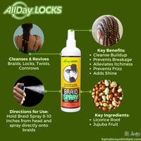 AllDay Locks Braid Spray Alleviates Itchy & Dry Scalp 12oz