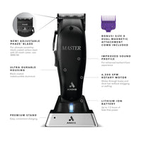 Andis Black Label MLC Professional Master Cordless Hair Trimmer, Adjustable Carbon Steel Blade Hair Clipper for Close Cutting, Black