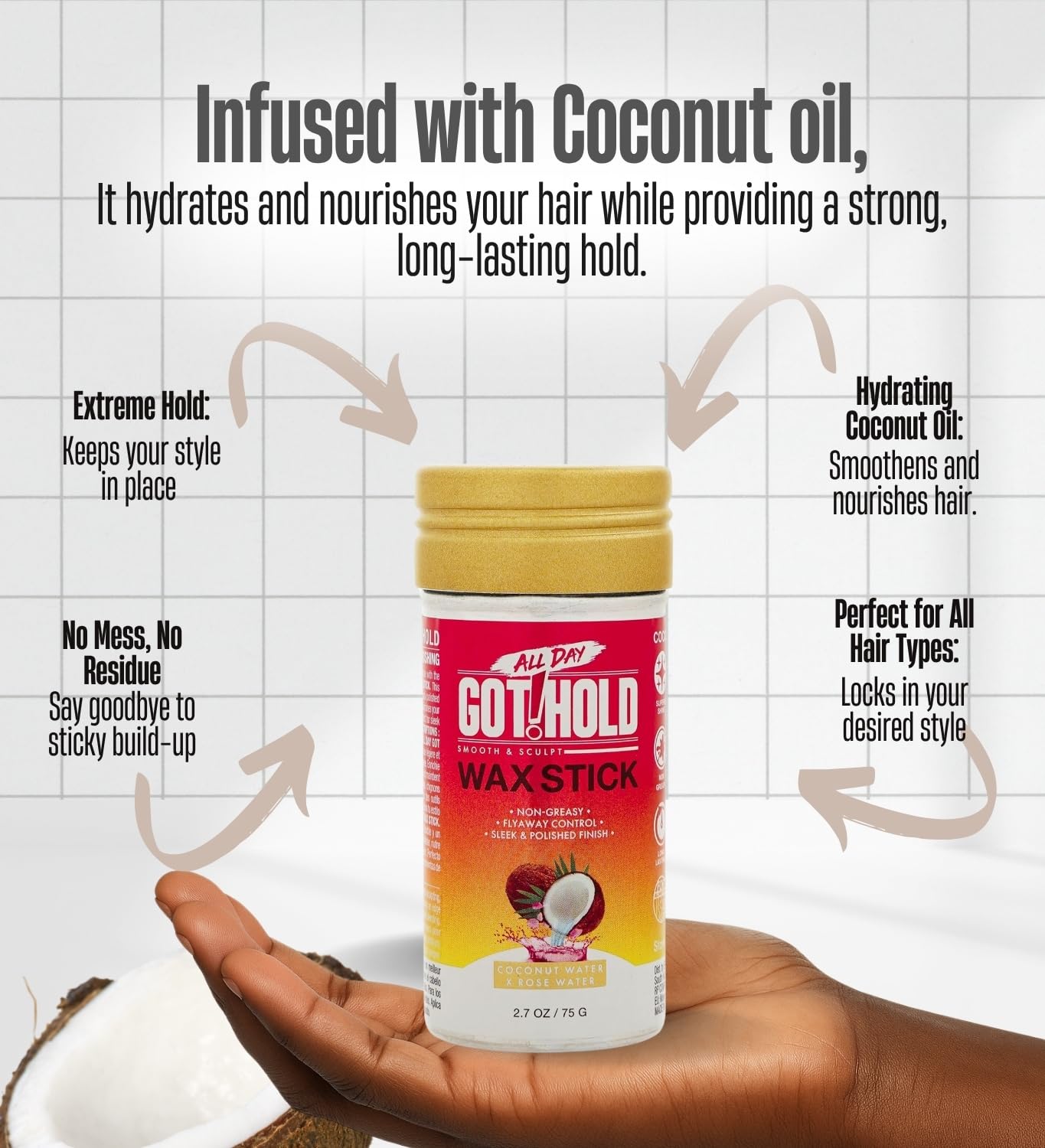 All Day Got2Hold Wax Stick – Coconut 2.7oz