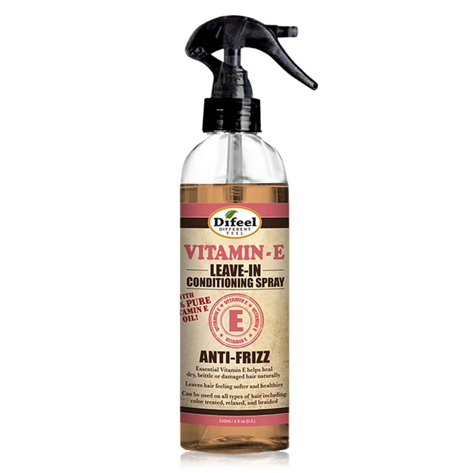 Difeel Anti-Frizz Leave in Cond Spray  w/ 100% Pure Vitamin E Oil 6oz