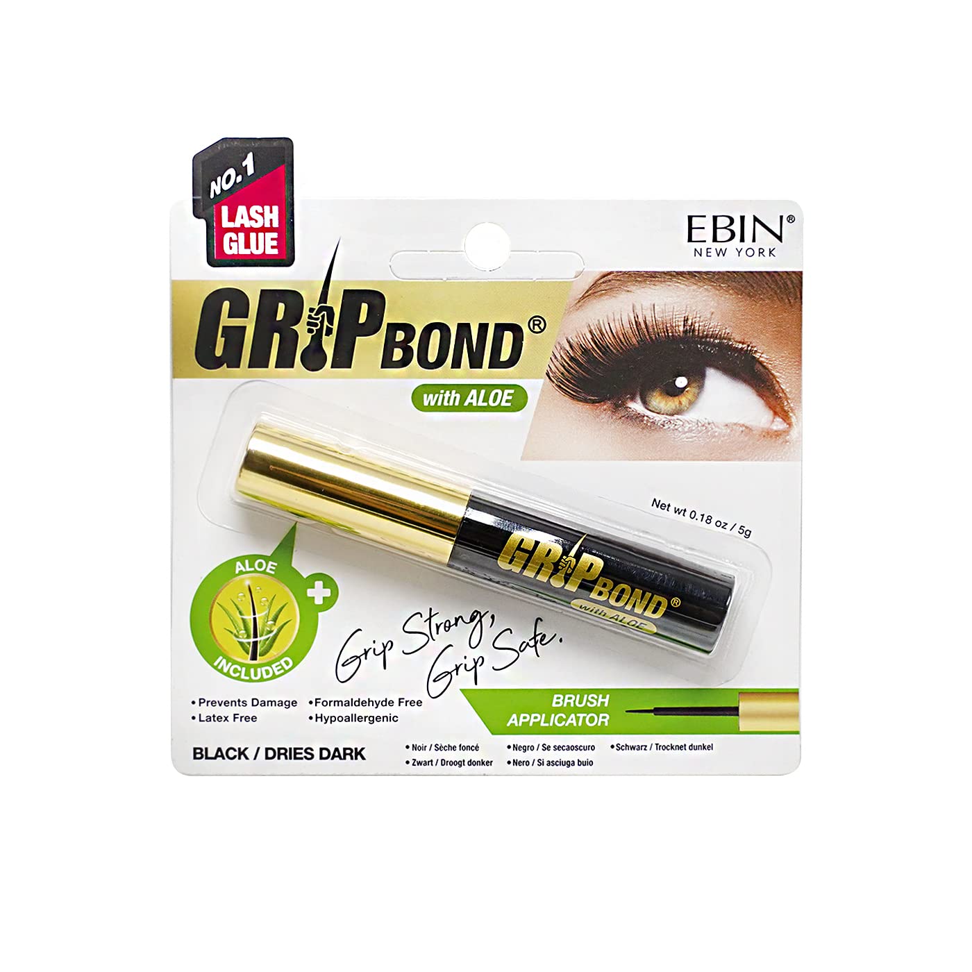 EBIN Grip Bond Eyelash Adhesive Glue ( Black, Aloe)
