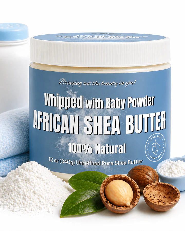 100% African Ivory Shea Butter Whipped Baby Powder 12 oz