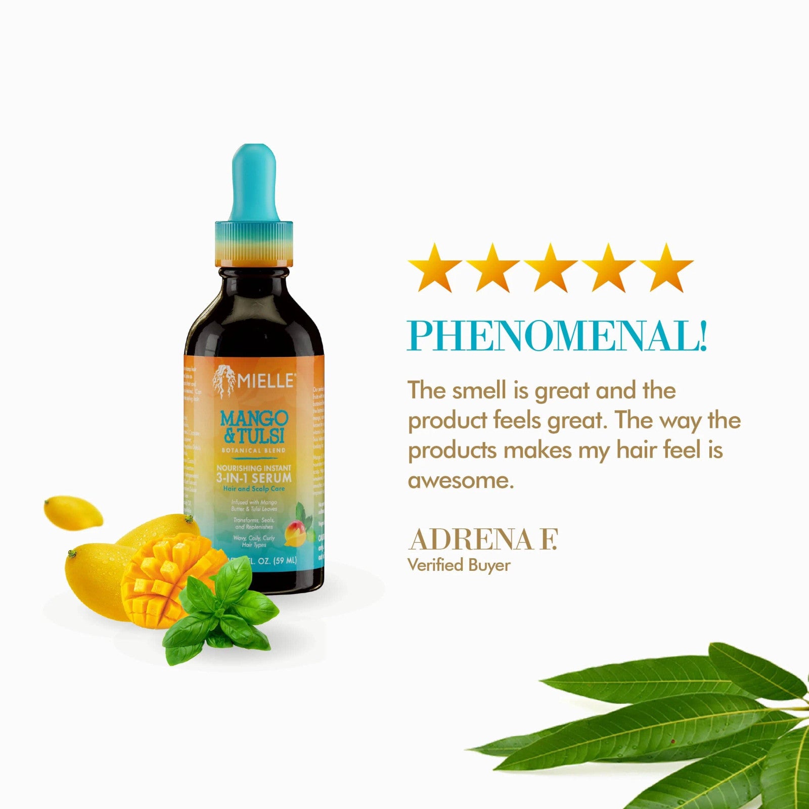 Mielle Mango & Tulsi Nourishing Instant 3-in-1 Serum 2oz
